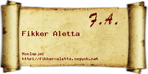 Fikker Aletta névjegykártya